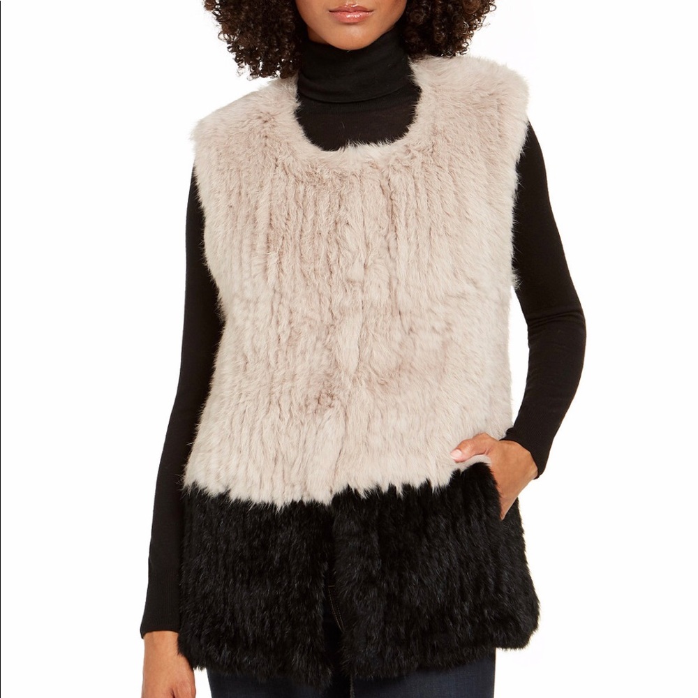 Colorblock fur vest